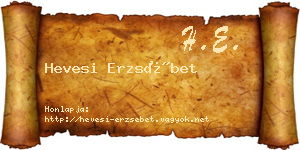 Hevesi Erzsébet névjegykártya